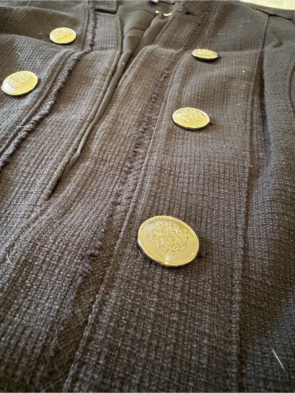White House Black Market Black Double-Breasted Blazer with Gold Buttons - Picture 3 of 7
